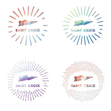 Saint Croix düşük polimerli ada logosu geometrik çokgen stil Vektör illüstrasyonunda