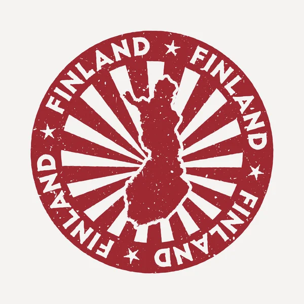 Финская марка Путешествие красной резиновой штамп с картой страны векторной иллюстрации — стоковый вектор