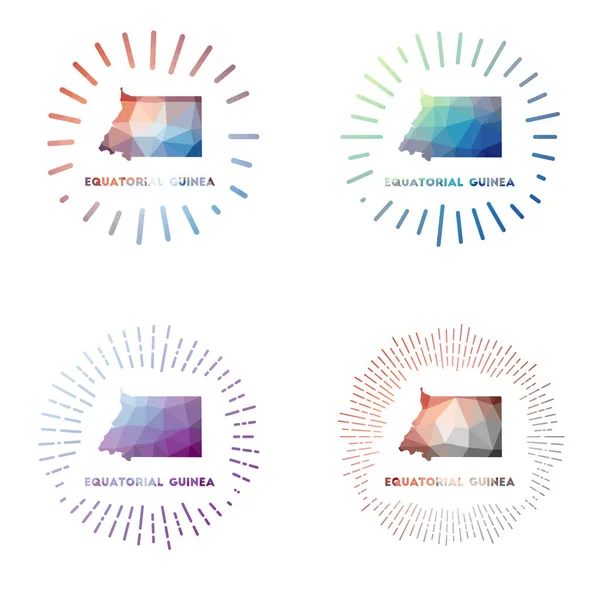 Equatoriaal-Guinea lage poly zonsondergang Logo van het land in geometrische polygonale stijl Vector — Stockvector