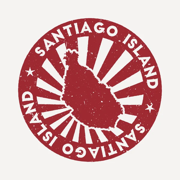 Sello Isla Santiago Sello de goma roja de viaje con el mapa de isla vector ilustración Puede ser — Vector de stock