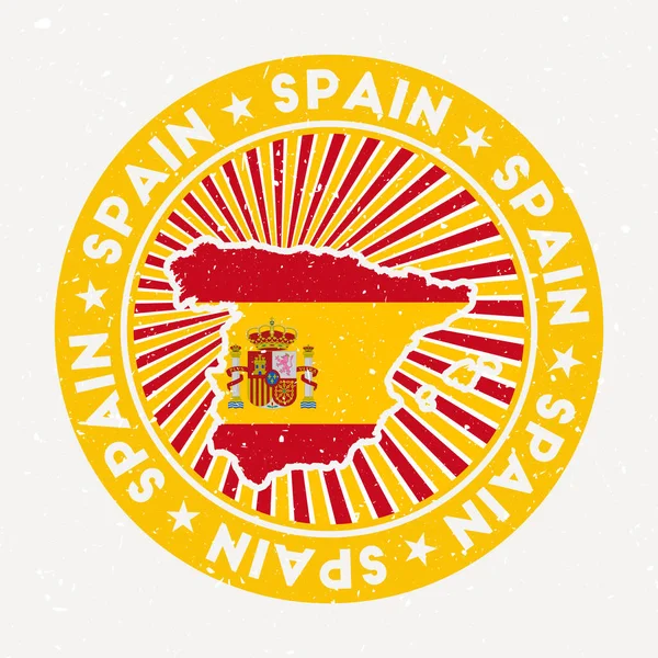 Испанский круглая марка Логотип страны с флагом винтажный знак с круглым текстом и вектором звезды — стоковый вектор