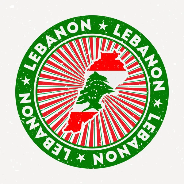 Lebanon round stamp Logo of country with flag Vintage badge with circular text and stars vector — Stock Vector