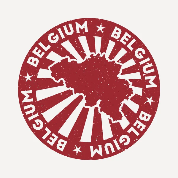 벨기에의 우표 여행붉은 고무 우표 국가 벡터 삽화 지도와 함께 사용 할 수있습니다 — 스톡 벡터