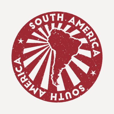 Güney Amerika damgası Kıta vektör illüstrasyonunun haritası ile seyahat kırmızı kauçuk damgası olabilir