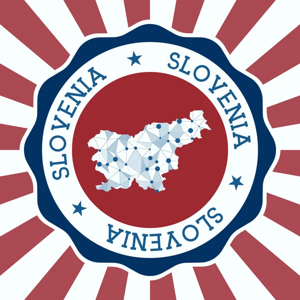 Slovenia Badge Круглий логотип країни з трикутною сіткою і радіальні промені EPS10 Vector — стоковий вектор
