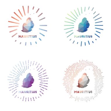 Mauritius düşük polimerli ada logosu geometrik çokgen stil Vektör illüstrasyonu