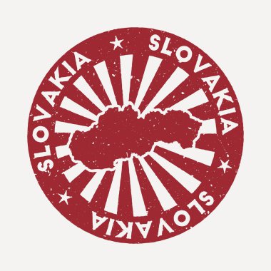 Slovakya damgası Ülke vektör illüstrasyonunun haritası ile seyahat kırmızı kauçuk damgası olarak kullanılabilir