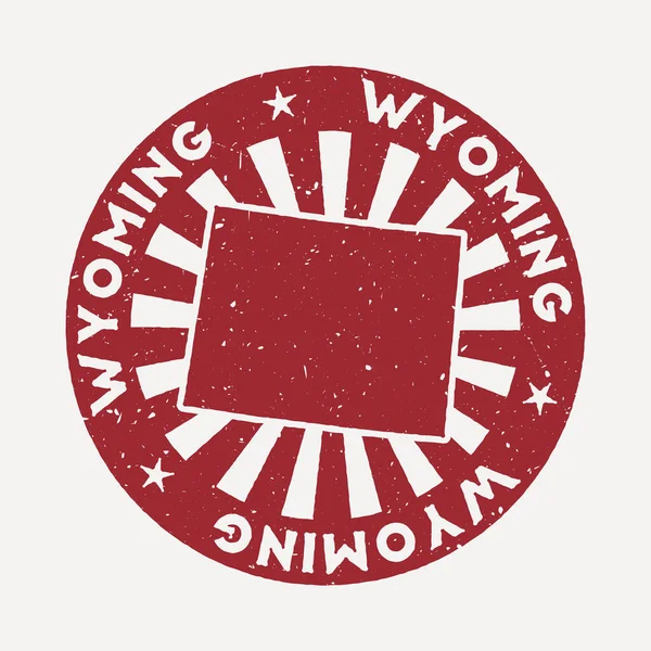 Wyoming stamp Travel red rubber stamp with the map of us state vector illustration Can be used as — Stock Vector