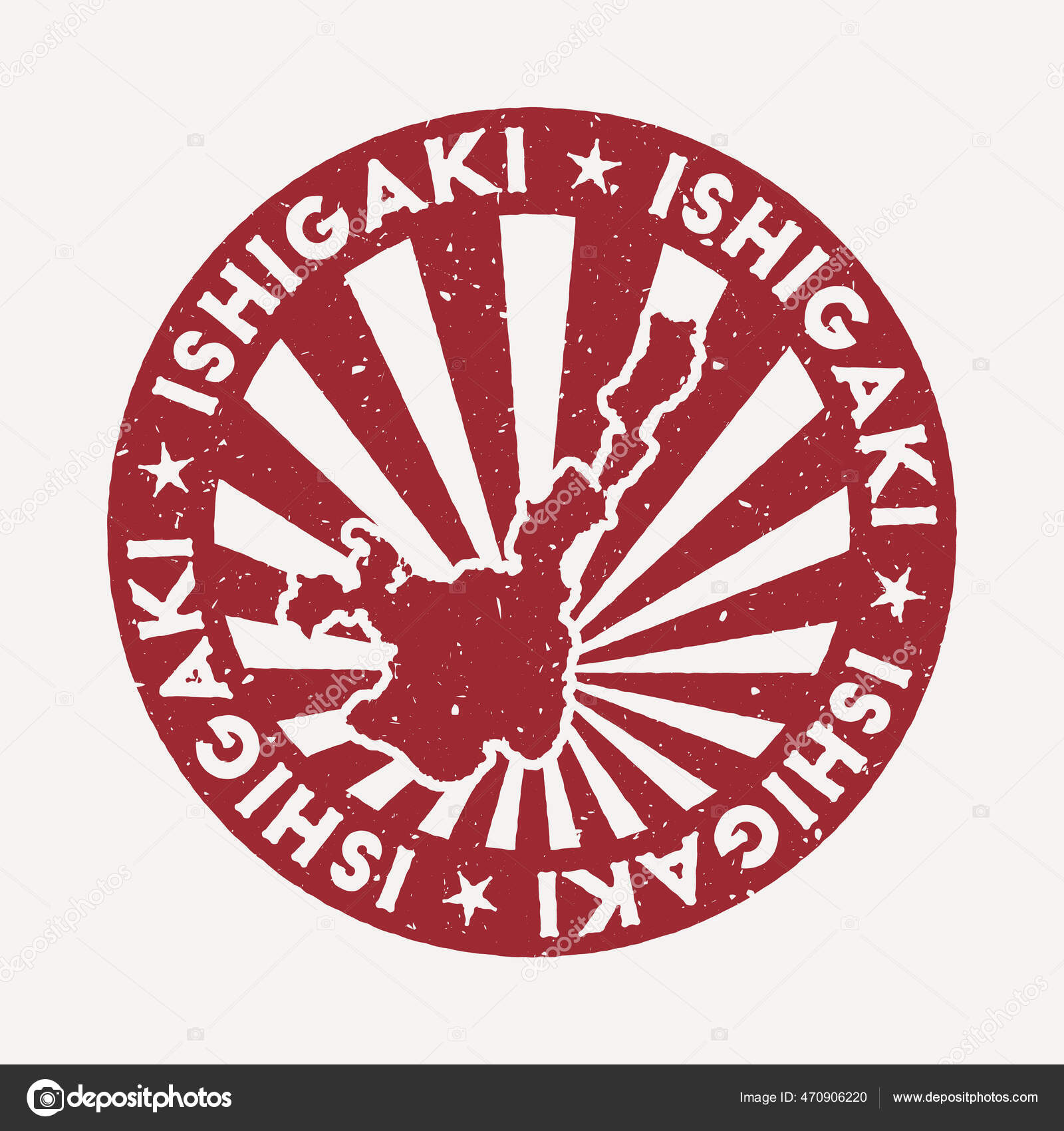 石垣スタンプ島の地図で赤いゴムスタンプを旅するベクトルイラストを使うことができます ストックベクター C Gagarych