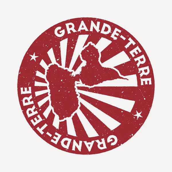 GrandeTerre sello Viaje sello de goma roja con el mapa de isla vector ilustración Se puede utilizar — Vector de stock