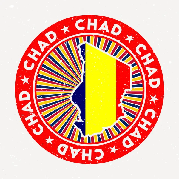 Chad στρογγυλή σφραγίδα Λογότυπο της χώρας με σημαία Vintage σήμα με κυκλικό κείμενο και αστέρια διάνυσμα — Διανυσματικό Αρχείο