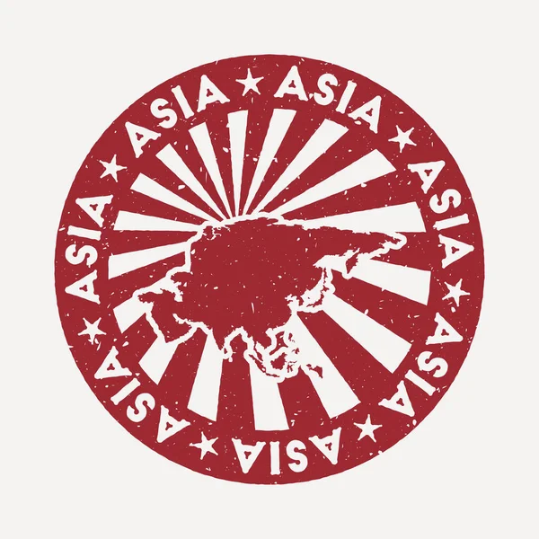 Timbre Asie Timbre de voyage en caoutchouc rouge avec la carte du continent illustration vectorielle Peut être utilisé comme — Image vectorielle