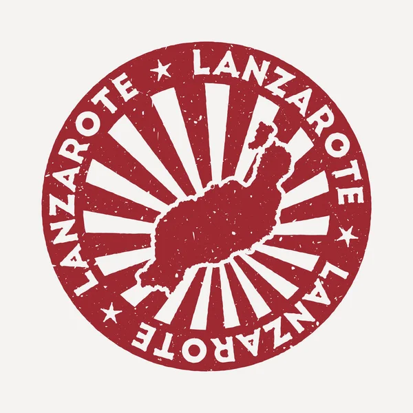Lanzarote sello Viaje sello de goma roja con el mapa de la isla vector ilustración Se puede utilizar como — Vector de stock