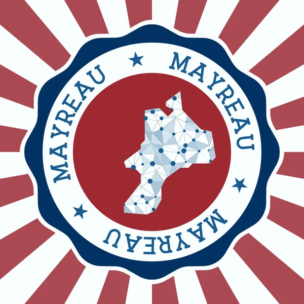 Mayreau Badge Rond logo van eiland met driehoekige mesh kaart en radiale stralen EPS10 Vector — Stockvector