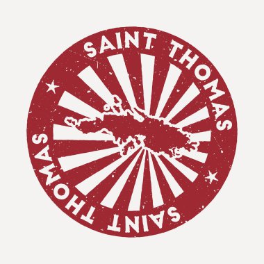 Aziz Thomas damgası Ada vektör illüstrasyonunun haritasıyla seyahat kırmızı kauçuk damgası kullanılabilir