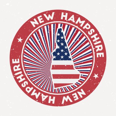 New Hampshire yuvarlak damgalı bizim bayrak logomuz dairesel metin ve yıldızlı Vintage rozetli