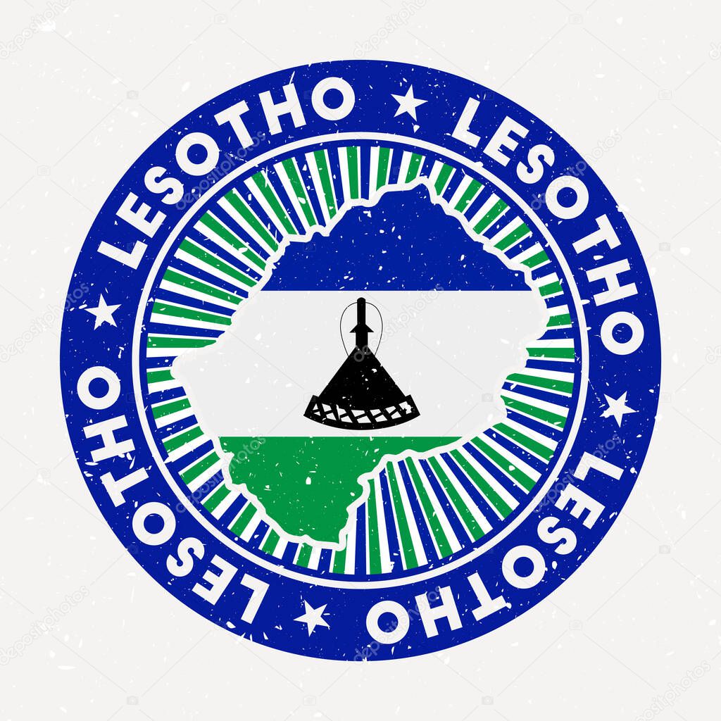 Lesotho round stamp Logo of country with flag Vintage badge with circular text and stars vector