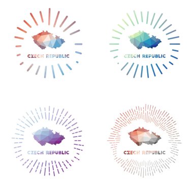 Çek Cumhuriyeti düşük polyester güneş patlaması ülke logosunu geometrik çokgen stil Vektörü olarak belirledi