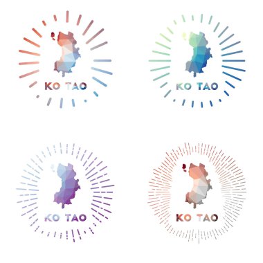 Ko Tao düşük polimerli ada logosu geometrik çokgen stil Vektör illüstrasyonu