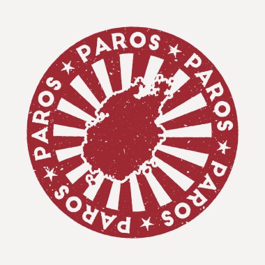 Paros damgası Ada vektör illüstrasyonunun haritası ile seyahat kırmızı kauçuk damgası olarak kullanılabilir