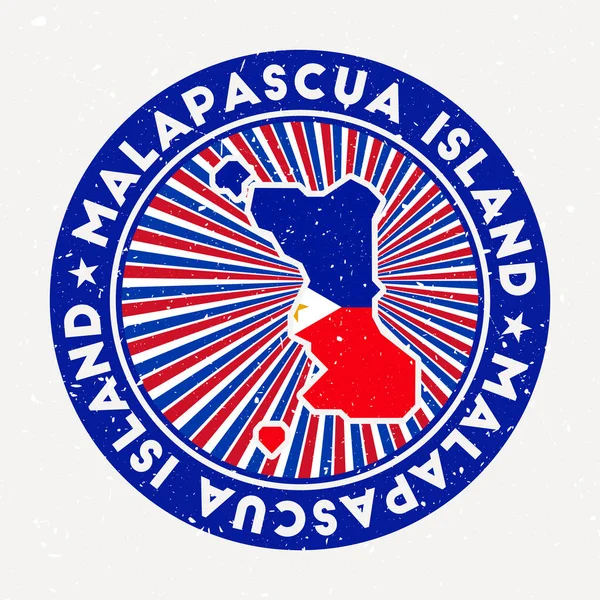 Sello redondo Isla Malapascua Logo de isla con bandera Placa vintage con texto circular y estrellas — Vector de stock