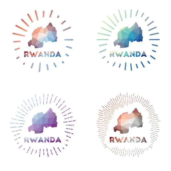 Руанда низький полярний сплеск Лого країни в геометричному полігональному стилі Вікторна ілюстрація — стоковий вектор