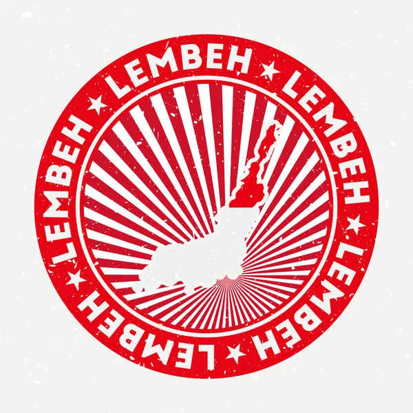 Лембе круглый штамп логотип острова с флагом винтажный знак с круглым текстом и вектор звезды — стоковый вектор