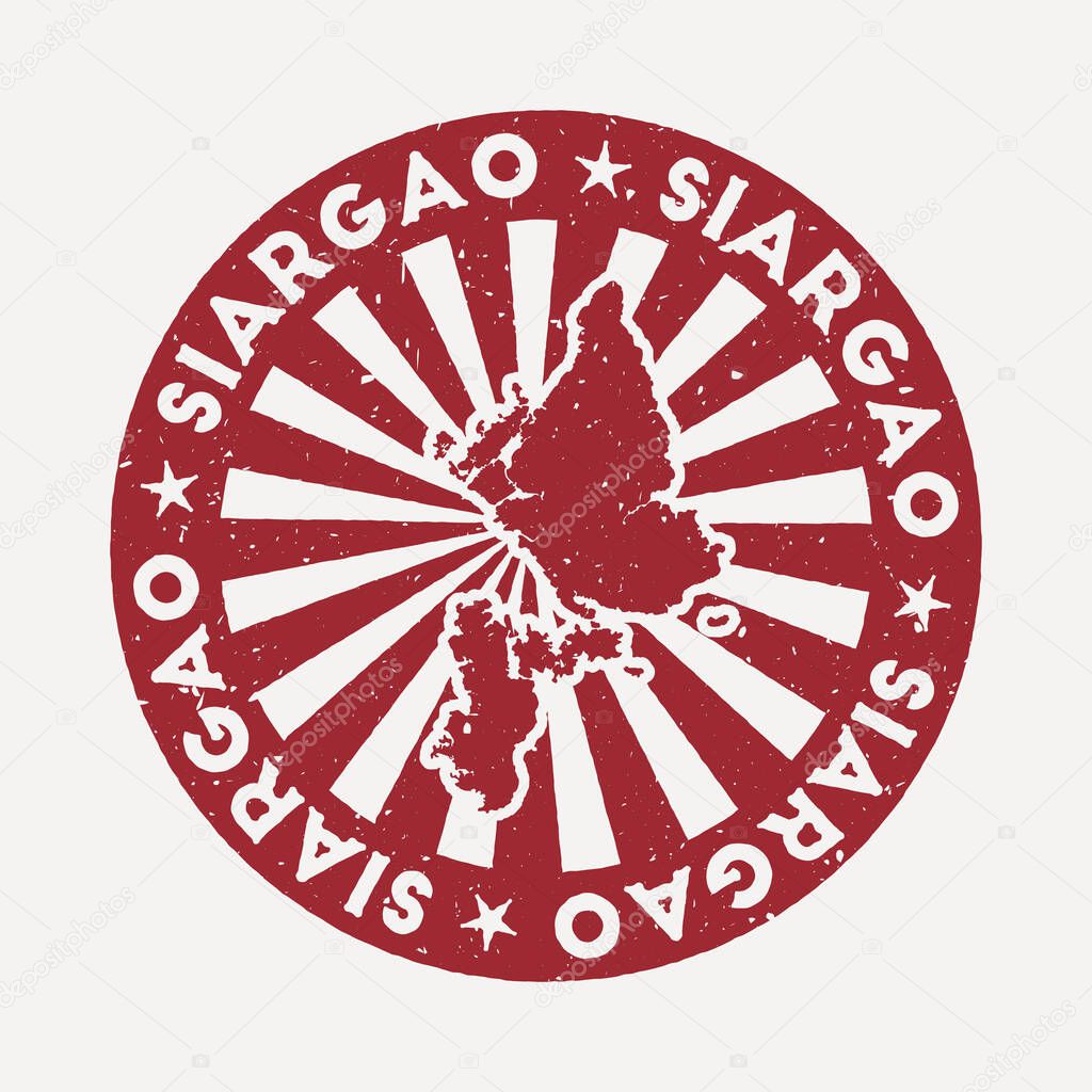 Siargao stamp Travel red rubber stamp with the map of island vector illustration Can be used as