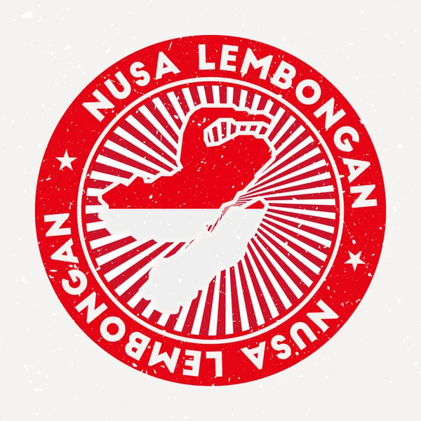 Nusa Lembongan ronde stempel Logo van eiland met vlag Vintage badge met ronde tekst en sterren — Stockvector