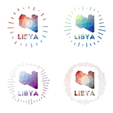 Libya 'da geometrik çokgen stil vektör illüstrasyonunda düşük polimerli ülke logosu