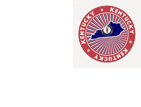Kentucky runde Briefmarke Logo von uns Staat mit Staatsflagge Vintage-Abzeichen mit rundem Text und Sternen — Stockvektor