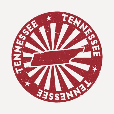 Tennessee damgalı seyahat kırmızı kauçuk damga bizim eyalet vektör illüstrasyon haritası ile kullanılabilir