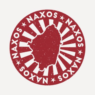 Naxos pulu Ada vektör illüstrasyonunun haritası ile seyahat kırmızı kauçuk damgası olarak kullanılabilir