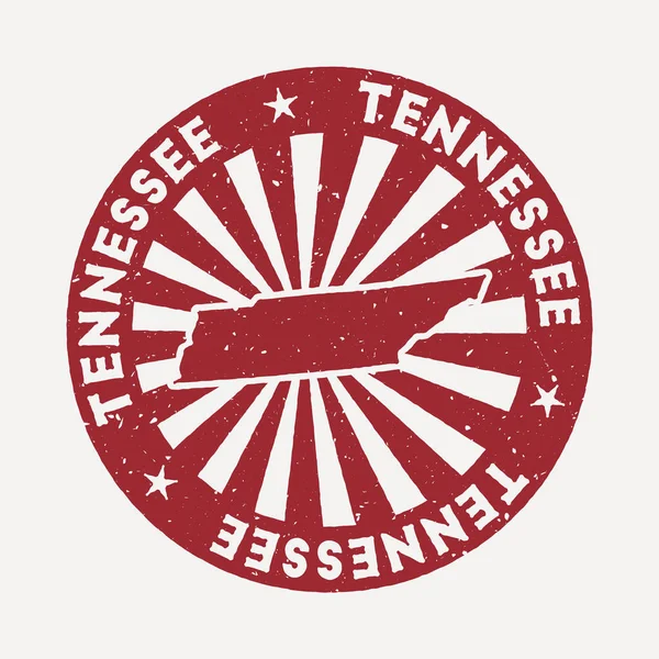 Timbro Tennessee Viaggio timbro di gomma rosso con la mappa di noi stato vettoriale illustrazione Può essere utilizzato — Vettoriale Stock