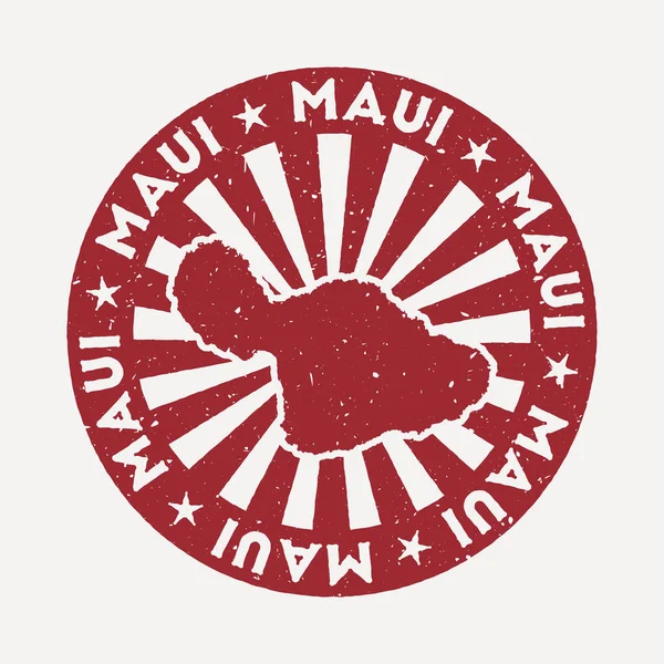 Maui-Stempel Reisen roter Gummistempel mit der Karte der Insel-Vektorillustration Kann verwendet werden als — Stockvektor