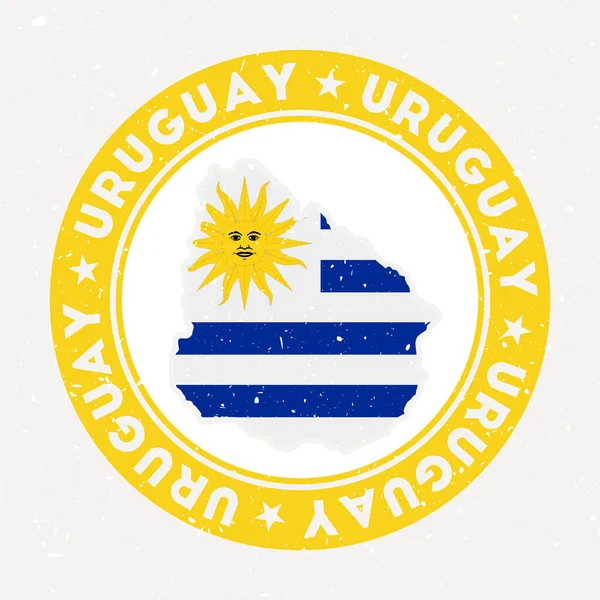 Timbre rond Uruguay Logo du pays avec drapeau Insigne vintage avec texte circulaire et vecteur étoiles — Image vectorielle