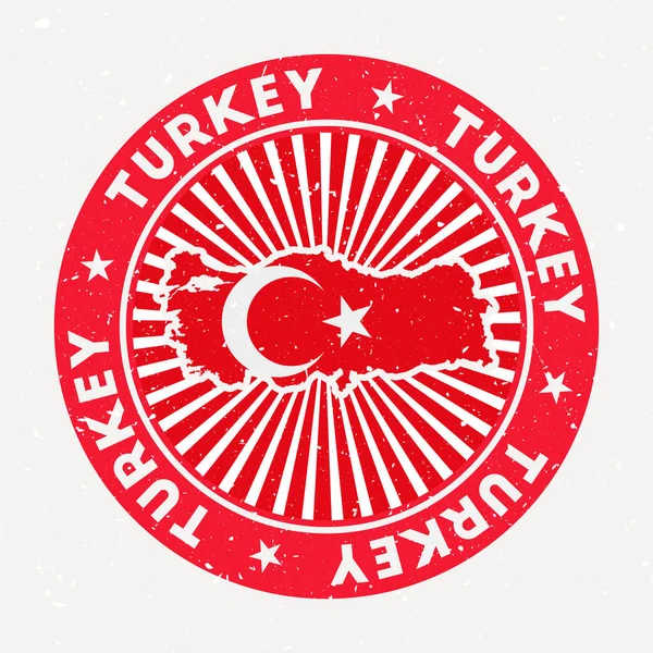 Türkei runde Briefmarke Logo des Landes mit Flagge Vintage-Abzeichen mit kreisförmigem Text und Sterne-Vektor — Stockvektor