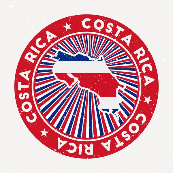 Kostarika kulaté razítko Logo země s vlajkou Ročník odznak s kruhovým textem a hvězdami — Stockový vektor