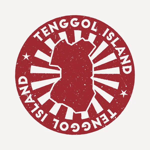 Марка острова Тенгголь Путешествие красный резиновый штамп с картой острова векторной иллюстрации может быть — стоковый вектор
