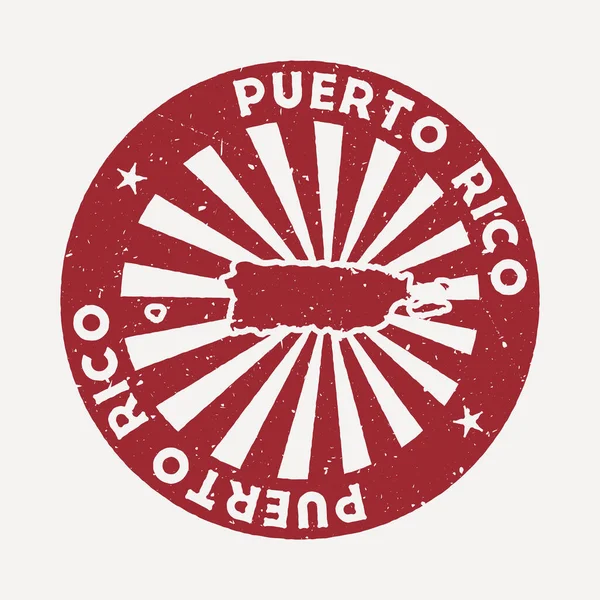 푸에르토리코의 우표 가사 용될 수있는 나라 벡터 삽화 의지도 가 있는 빨간 고무 도장 — 스톡 벡터