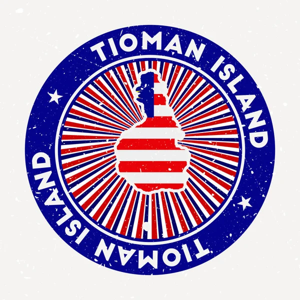 Timbre rond de l'île Tioman Logo de l'île avec drapeau Insigne vintage avec texte circulaire et étoiles — Image vectorielle