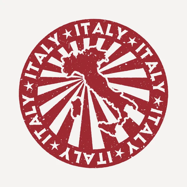 Итальянская марка Путешествие красный резиновый штамп с картой страны векторные иллюстрации могут быть использованы в качестве — стоковый вектор