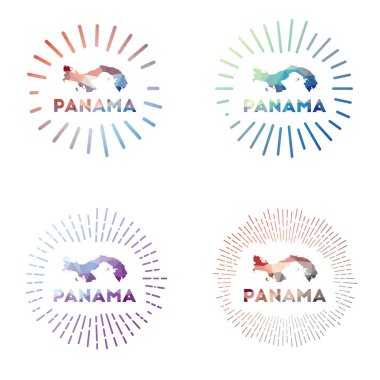 Geometrik çokgen biçim Vektör illüstrasyonunda Panama düşük polimer güneş patlaması ülke logosu