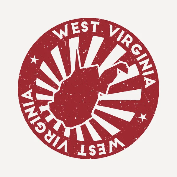 West Virginia stempel Reizen rode rubber stempel met de kaart van ons staat vector illustratie Kan worden — Stockvector