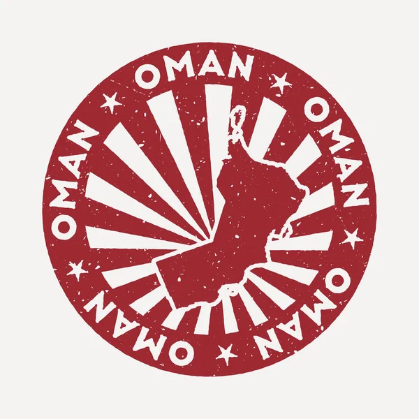 Carimbo de Omã Carimbo de borracha vermelha de viagem com o mapa da ilustração do vetor do país — Vetor de Stock