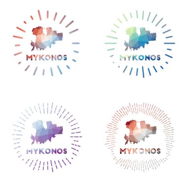 Mykonos düşük polimerli ada logosu geometrik çokgen biçim Vektör illüstrasyonunda