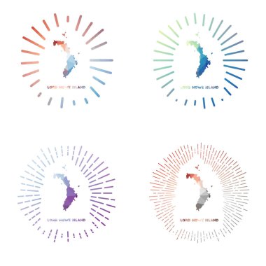 Lord Howe Adası düşük polyester güneş patlaması adanın geometrik çokgen stil vektör logosu