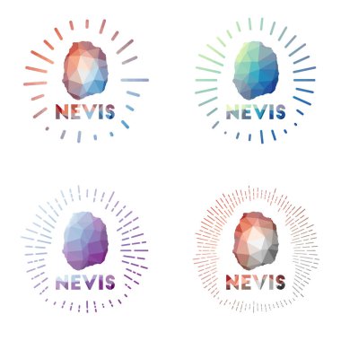 Nevis düşük polimerli ada logosu geometrik çokgen stil Vektör illüstrasyonunda