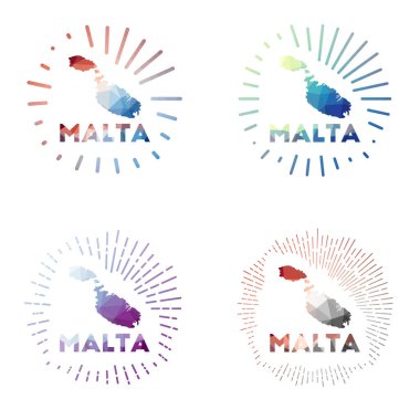 Geometrik çokgen stil Vektör illüstrasyonunda adanın düşük polyester güneş patlaması logosu