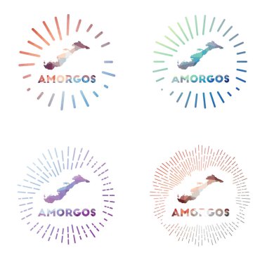 Amorgos düşük polimerli ada logosu geometrik çokgen stil Vektör illüstrasyonu